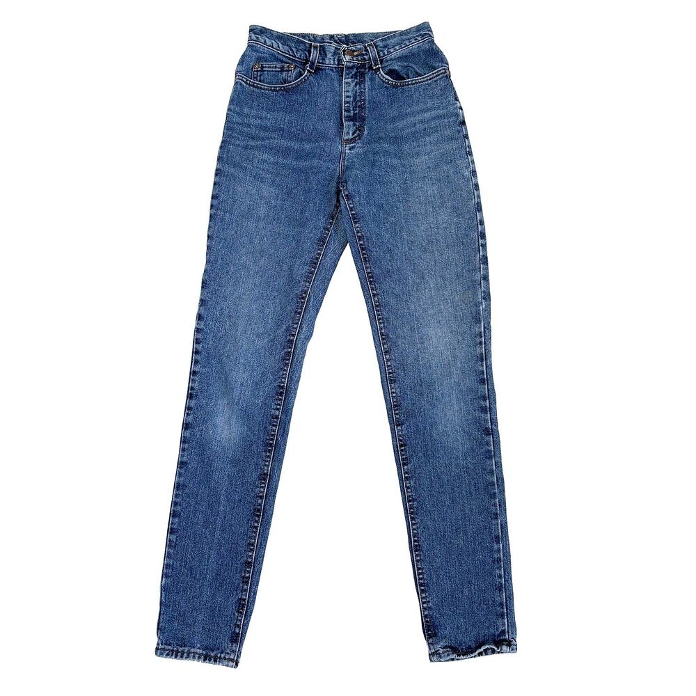 VTG 90s Lee High Rise Straight Leg Jeans Women 7 Long 26x32 Blue 100% Cotton USA